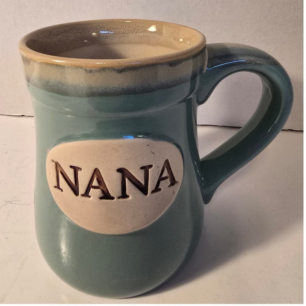 Burton + Burton‎ Nana Mug Teal Blue Ceramic "The Best Job" Coffee Cup